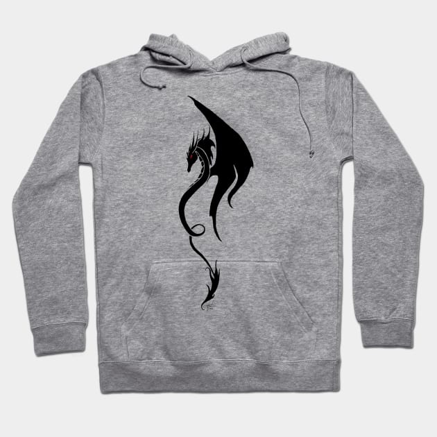 Tribal Simple Black Dragon Hoodie by tigressdragon